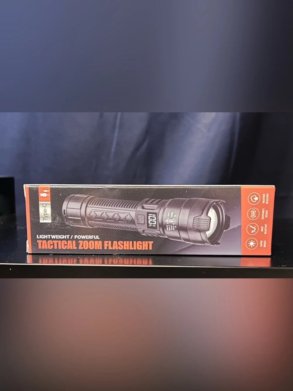 New Tactical Zoom Flashlight LED - Black